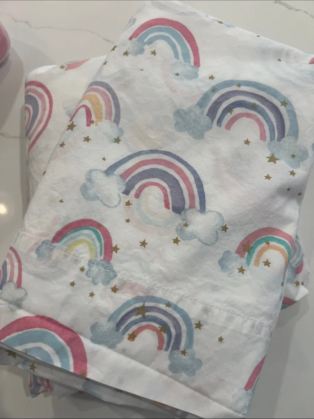 Set of two Pottery Barn Kids Rainbow Cloud Organic Sheet Set - Twin + Trundle